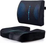 ALANFIT ORTHODESIGN Memory Foam Combo of Memory Foam Orthopedic Lumbar Back Pain Rest & Coccyx seat Cushion, Ergonomic, Lower Back and Coccyx Support, Premium Washable Covers,l1 l2 l3 l4 l5 Support Cushions COMB-BLK4