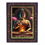 Hawai Siddhartha Gautama The Buddha Photo with Synthetic Wood Frame for Home, Office, Café and Restaurant Décor | Size- 36x26x2cm | SFDI00612_BLK