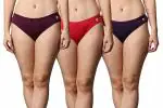 FF Essentials Women's Cotton Bikini Brief Underwear No Show Panties, Soft Stretch Bikini Panties, Pack of 3, Large