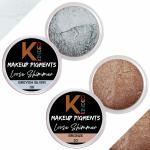 KINDED Greyish Silver and Bronze Powder Loose Shimmer Glitter Eyeshadow for Women - Pack of 2, Each Pack 3 g