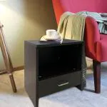 Kawachi Woodit Engineered Wood Sofa Side End Bedside Table with Single Drawer Wenge Black