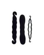 LYTIX Black Synthetic Juda Maker Hair and DIY Bun Accessories for Women (Pack of 3)