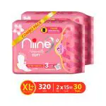 Niine Naturally Soft Ultra Thin XL+ Sanitary Napkins for Heavy Flow (Pack of 2) 30 Pads