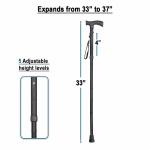 Pokory Foldable Walking Stick Folding Cane Aluminum body with Adjustable height 33 to 37 inches for Men Women Lightweight Anti Shock Rubber Base for Walking Treking Hiking Traveling Pilgrimage Green