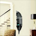 Look Decor Plume Feather Black 3D Mirror Stickers