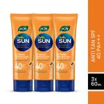 Joy Anti Tan SPF 40 PA+++ Extreme Sun Protection Sunscreen for All Skin Types (50ml X 3) | Prevents Skin Darkening | 150ml (Pack of 3) Sun Screen | Lightweight, Water Resistant & Leaves Zero White Cast | Suitable for Normal, Dry & Oily Skin