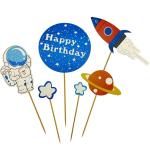 Festiko 48 Pcs Outer Space Cupcake Toppers, Rocket Planet Astronaut Spaceship Party Supplies Birthday Cake Decorations For Kids Birthday Space Theme Party