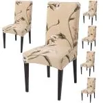 HOKIPO Dining Table Chair Cover 6 Seater Elastic Slipcovers Seat Protector (AR-4097-D26*6)