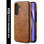SYOTT Protective COLOR Pure Leather Back Cover For Samsung Galaxy S24 5G Shield Your Device with Style | Brown