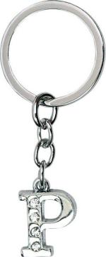 Blue Aura Shubhkraft Silver Metal Alphabet Letter P Keychain