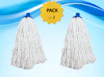 UMD 300 gm round cotton mop head refill pack of 2 pieces, pocha, mop marne wala, with out stick, floor cleaner mop head cotton, color - white