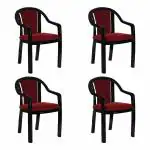 Supreme Furniture Ornate Black Plastic Cushion Chair for Home and Office - Pack of 4