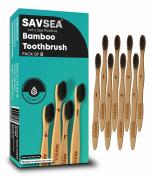 SavSea Soft Charcoal bamboo toothbrush - 8 pcs | Biodegradable bamboo toothbrush with medium bristles