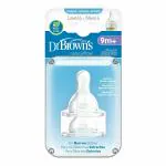 Dr. Brown's Natural Flow Y-Cut Narrow Nipple (Clear, 9 M) -Set of 2