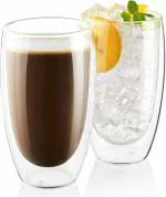 VIKIJO Heat Resistant Double Wall Glass Coffee Mugs , 450 ml , Transparent - 6 Pcs