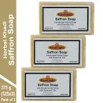 Herbal Khadi NATURAL SAFFRON SOAP Skin Whitening Therapy radiant by lightning Fairness Bathing Bar For Remove Acne & Marks, Dead Skin Cells, Black heads, Moisturize Skin | Beauty Soap, For Summer, All Skin Types Men & Women (Pack of 3) (375 g)