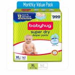 EURO Babyhug Super Dry Baby Diapers Pants Extra Large 54s Pack - Soft Diapers Pants(Pack of Xl 162PCS) (12-17 Kg) [PACK OF 3]