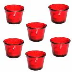 Pure Source India Safe to Use Glass Votive Tea Light Holder with Candle (6 x 6 cm) (pack of 6)