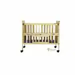Arcedo Handcrafted Furniture Florence Wooden Baby Cot With Mosquito Net, Height Adjustable - (Natural)