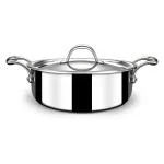 Stahl Triply Stainless Steel Artisan Cook & Serve Casserole with Lid, 4822, 22cm, 3.0 Liters