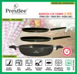 Prestlee Nonstick Cookware Set 3 PC Combo - (Tawa 250 + Tawa 280 + Kadai 260) - Popular / Nonstick Tawa / Flat Tawa / Dosa Tawa / Roti Tawa