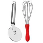 DreamBasket Stainless Steel Egg Whisk / Egg Beater & Pizza Cutter for Kitchen