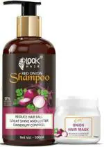 Look Hair Red Onion 300 ml Hair Shampoo with 100 g Hair Mask for Men and Women (pack of 2)