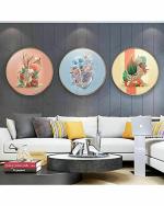 The Artment your artistic apartment Unframed Multicolor Round Canvas Wall Decor 40cm (Set of 3)