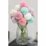 SATYAM KRAFT 10 Pcs Artificial Chrysanthemum Ball Hydrangea Flower Stick For Home, Room, Office, Bedroom, Balcony, Living Room, Table Decoration, Plants And Craft Items Corner (Multi, Pack Of 10) (Without Vase Pot)