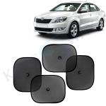 Kingsway Car Curtain Sticky Sun Shade Universal Use for Skoda Rapid, 2011 - 2016 Model, Color : Black, Mesh, Pack of 4 Piece Car Sun Shades Blinds Cover