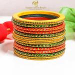 Suprimo Fashion Yellow Jaipuri Lakh Bangle Chuda Handemade Lac Bangles for Women (pack of 12) (2.6 Size)