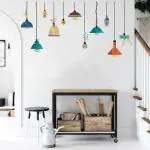 Rawpockets Decorative Hanging Lamp With Flowers & Plants Self Adhesive Wall Sticker 