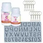 Oytra Resin Art Kit with Alphabet and Number Moulds and 12 Keyrings for Keychain 300g