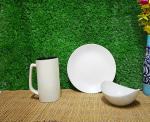 Caffeine White Ceramic Breakfast Set (Set Of 3p)
