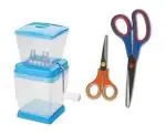 BLUE WONDER Vegetables Plastic Onion Chopper With Multipurpose Use Double Scissor Set and (Multicolour, Pack of 2)