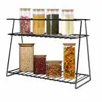 Rollyware Premium Kitchen Rack 2-Tier Trolley Countertop Storage Container Organizer Organizer/Basket for Boxes Multipurpose Kitchen Storage Shelf Stainless Steel Stand Spice Rack Medium size (BLACK)