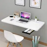 Torche [18 x 31.5 inches ] Solid Wooden Wall Mounted Folding Study Table With Cup Holder White