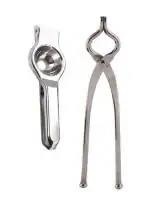 URBAN BUY Stainless Steel Lemon Squeezers With Stainless Steel Sandsi Tongs and Multicolour, (Pack of 2)