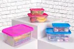 Homeleven Plastic Airtight Storage Containers Set of 5 pcs (12000 ml, 7500ml, 4200ml, 2400ml 1200ml) Utility Boxes - Multicolor