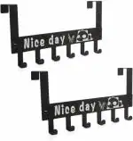 PARHRY Door Hook Hanger Cartoon Rack Heavy-Duty Hook Organizer for Coat, Hat, Bag, Scarfs, Clothes Removable & Tool-Free with Nice Day 6 Hooks Hanger Over The Door Hook Hanger