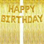 FANEX Solid Foil Curtain with Happy Birthday Letter Balloon (Pack of 15)
