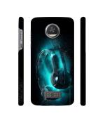 Casotec Cool Headphone Design 3D Printed Hard Back Case Cover for Motorola Moto Z2 Play