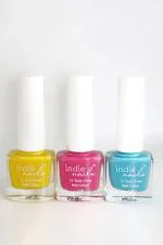 Indie Nails Loud & Clear Vegan Nail Polish Combo Set of 3, Ideal Gift for women and girls, mini kit, pack of 3, Quick dry, 12 Toxic Free Formula, Festive Gifting