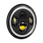 AutoBizarre Headlight DRL with Full Ring Angel Eye Projector Light for All Royal Enfield Bikes (7 inch), LED, White, Orange