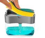 Kayru Dish Soap Dispenser Detergent Squeezer for Kitchen Sink Dish Washing, Manual Press Liquid Pump & Sponge Holder 2 in1, Innovative Refillable Storage Container Countertop Soap Pump Dispenser (MULTICOLOR)