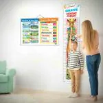 GOWOO MONTHS OF THE YEAR AND DAYS OF THE WEEK CHART and GIRAFFE HEIGHT CHART | Set of 2 charts 1 Educational + 1 Height Chart | Exploring the Calendar & Height Chart Combo for Kids