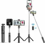 Hold Up Extendable Selfie Stick Bluetooth Selfie Stick with Tripod Stand for All Smartphones (Black)