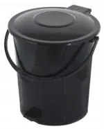 Kuber Industries Black Plastic Dustbin Garbage Bin With Handle
