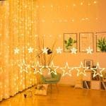 VACHHANI ENTERPRISE Star Shape LED Series 2.5 m Long, 5 Mode Remote, 10 Golden Stars with 138 LEDs Waterproof Linkable String Light for Decoration (Warm White)/ Series Light/Decorative Lights for Home/Strip Light