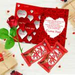 Midiron Romantic Gift for Valentine’s Day, Birthday, Anniversary and any Special Occasion| Chocolate Gift for Girlfriend, Wife, Husband, Boyfriend, and any Special Person (Artificial Red Rose, Love Greeting Card, 2 Chocolates)